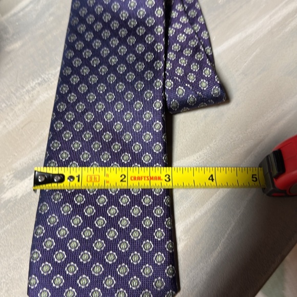 The Tie Bar 100% Silk Tie Blue White - Picture 6 of 6